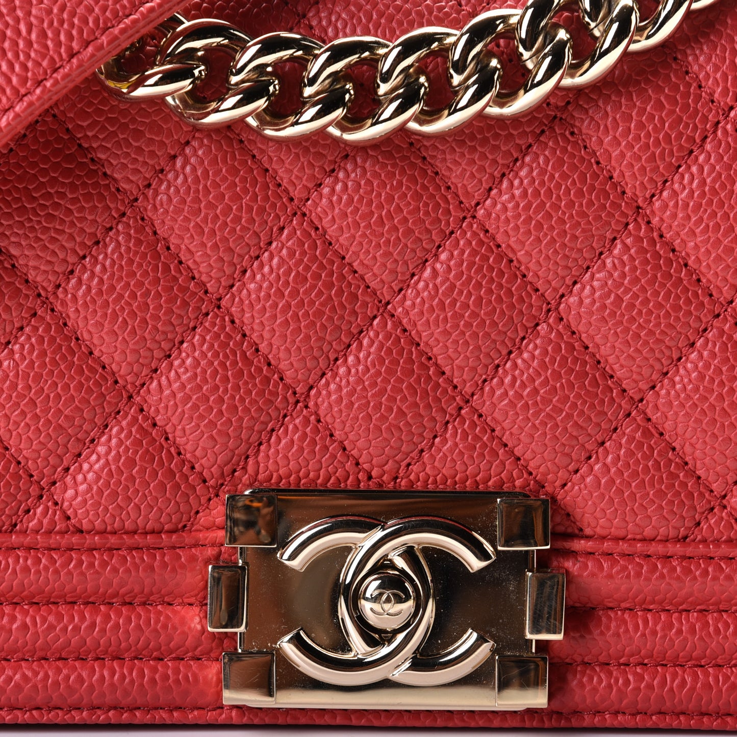 Caviar Quilted Small Boy Flap Red