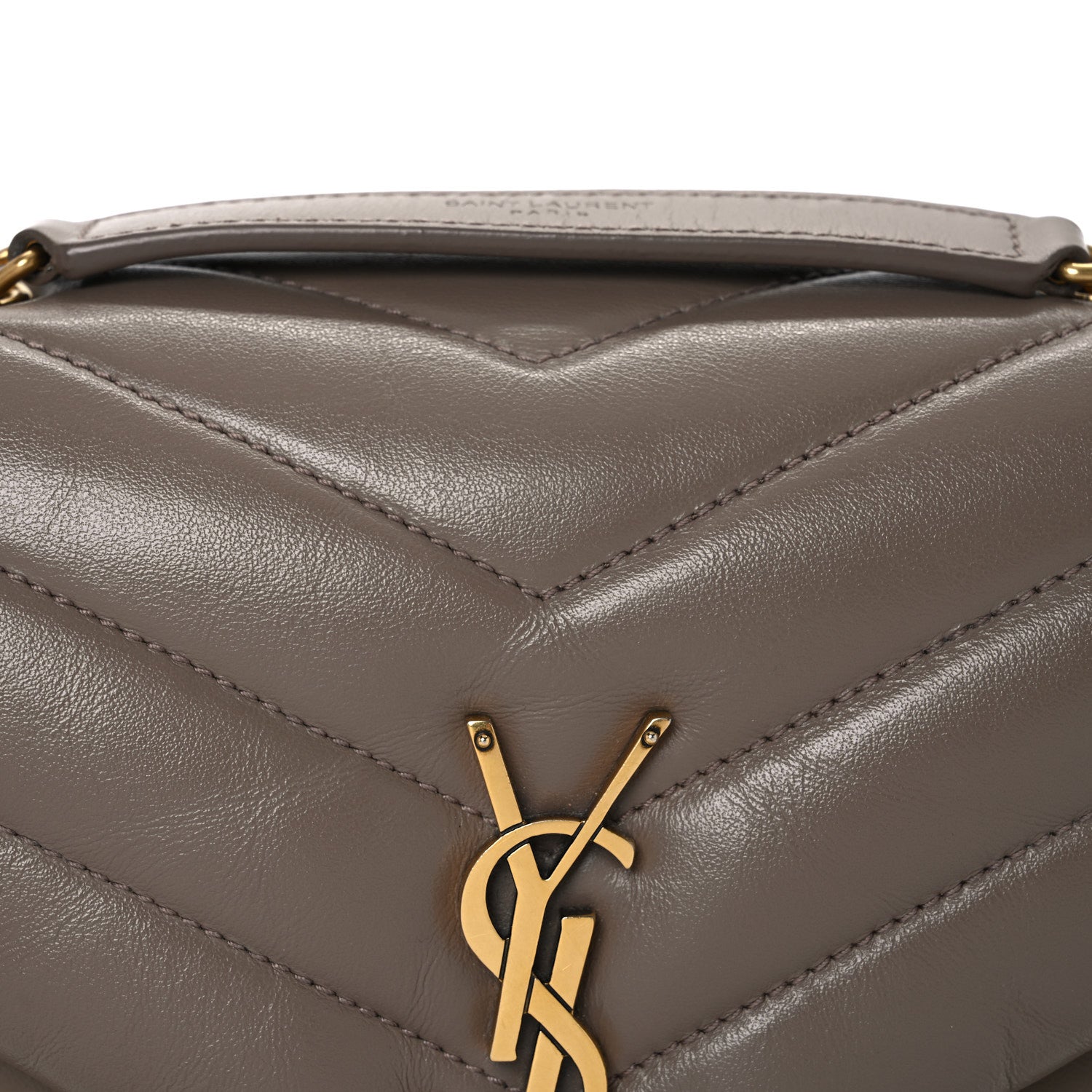 Saint Laurent Calfskin Y Quilted Monogram Small Loulou Chain Satchel Dark Beige 9 of 15