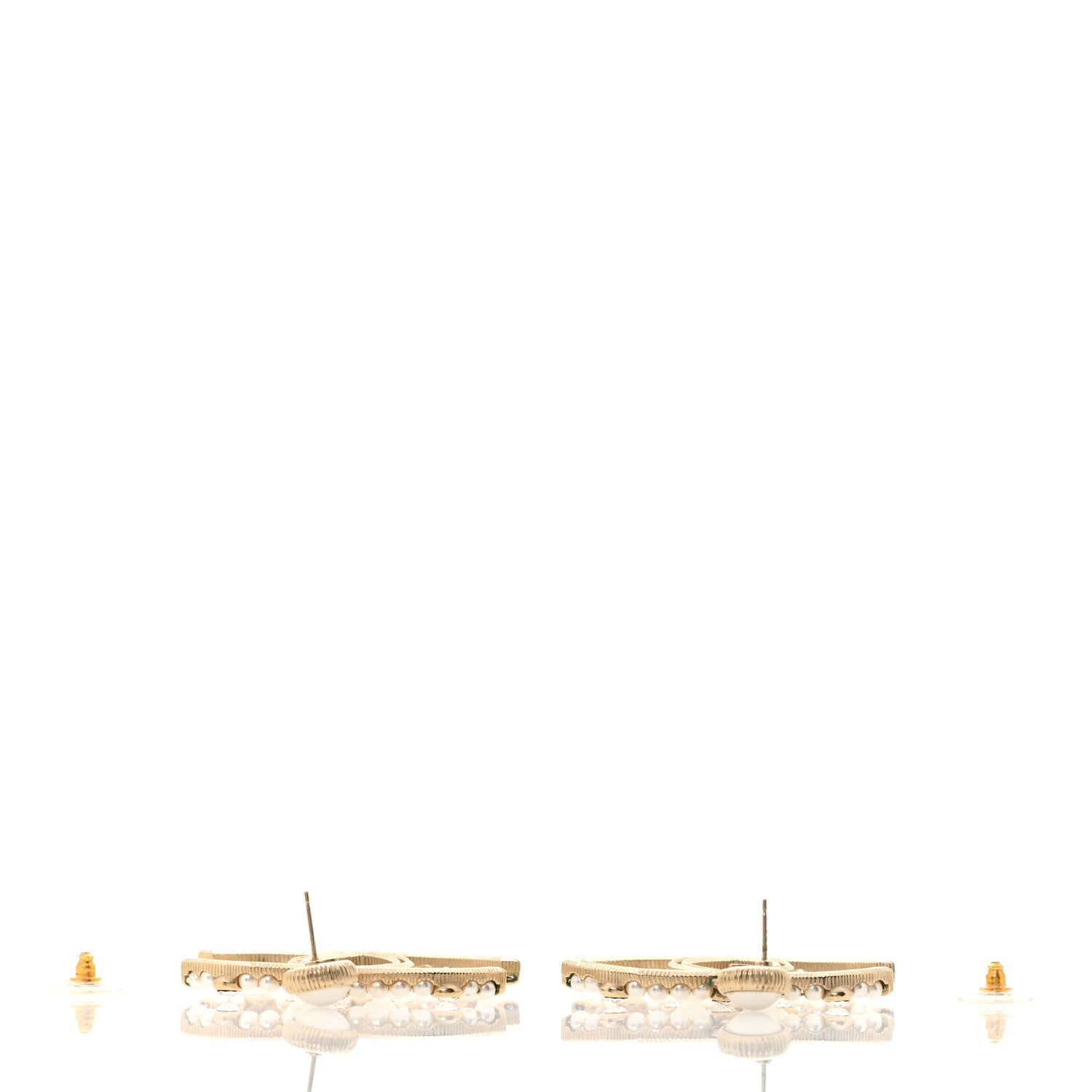 Chanel Metal Crystal Pearl CC Drop Earrings Gold 3 of 5