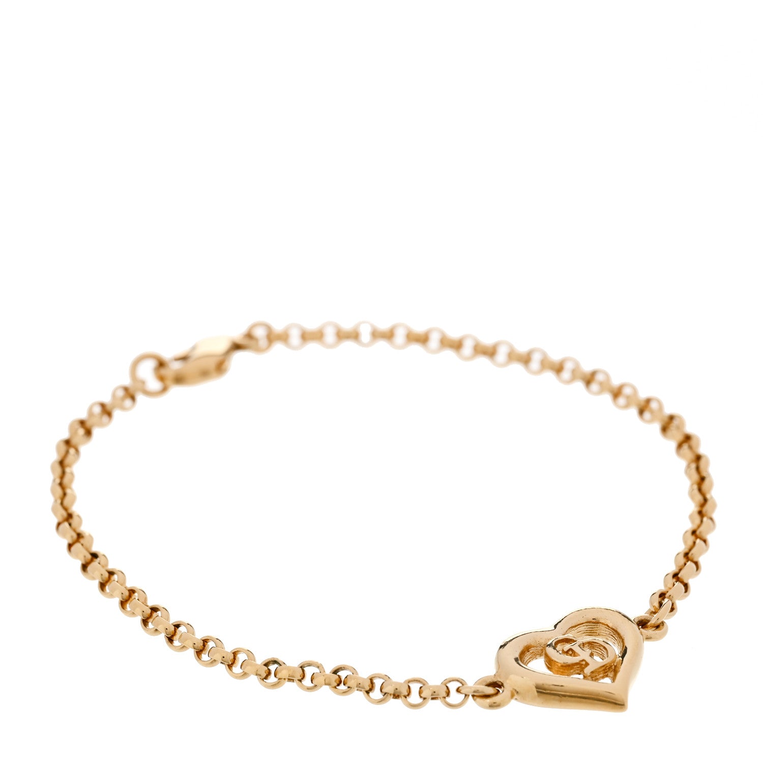 Christian Dior Metal Heart Chain Bracelet Gold 1 of 4