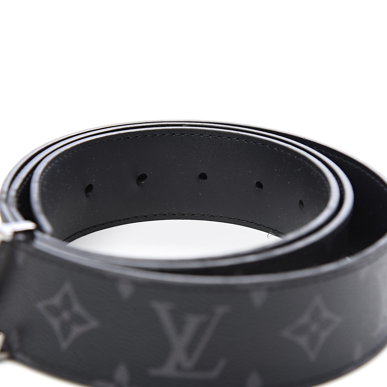 Louis Vuitton Monogram Eclipse Taigarama 40mm LV Initiales Reversible Belt 110 44 Black 3 of 5