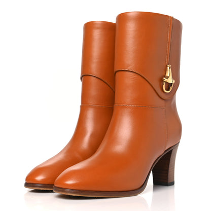 Gucci Calfskin Horsebit Elizabeth Ankle Boots 36 Cognac 3 of 9