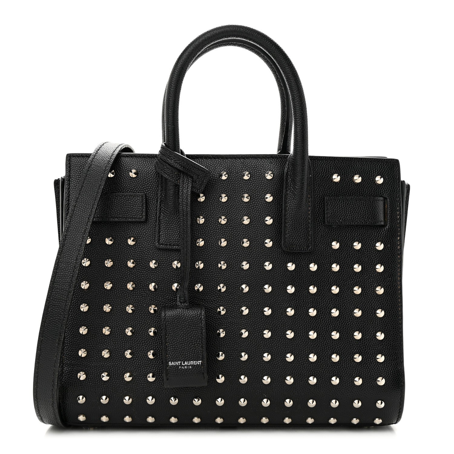 Saint Laurent SAINT LAURENT Calfskin Studded Nano Sac De Jour Black 1 of 18