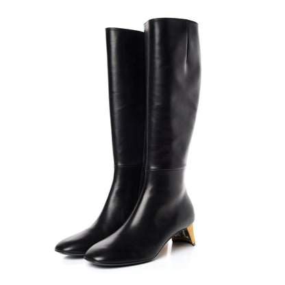 Gucci Calfskin Knee High Crystal Boots 39.5 Black 3 of 10