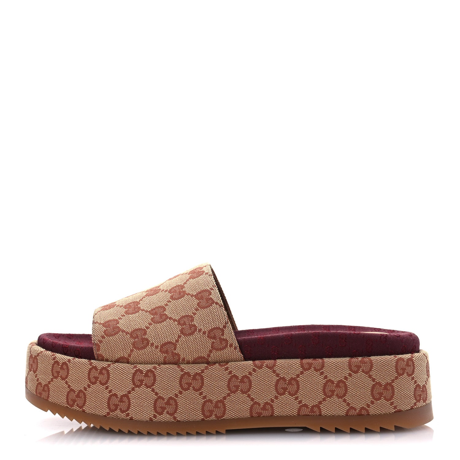 Gucci Canvas GG Monogram Angelina Platform Slide Sandals 39 Beige Ruggine 1 of 11