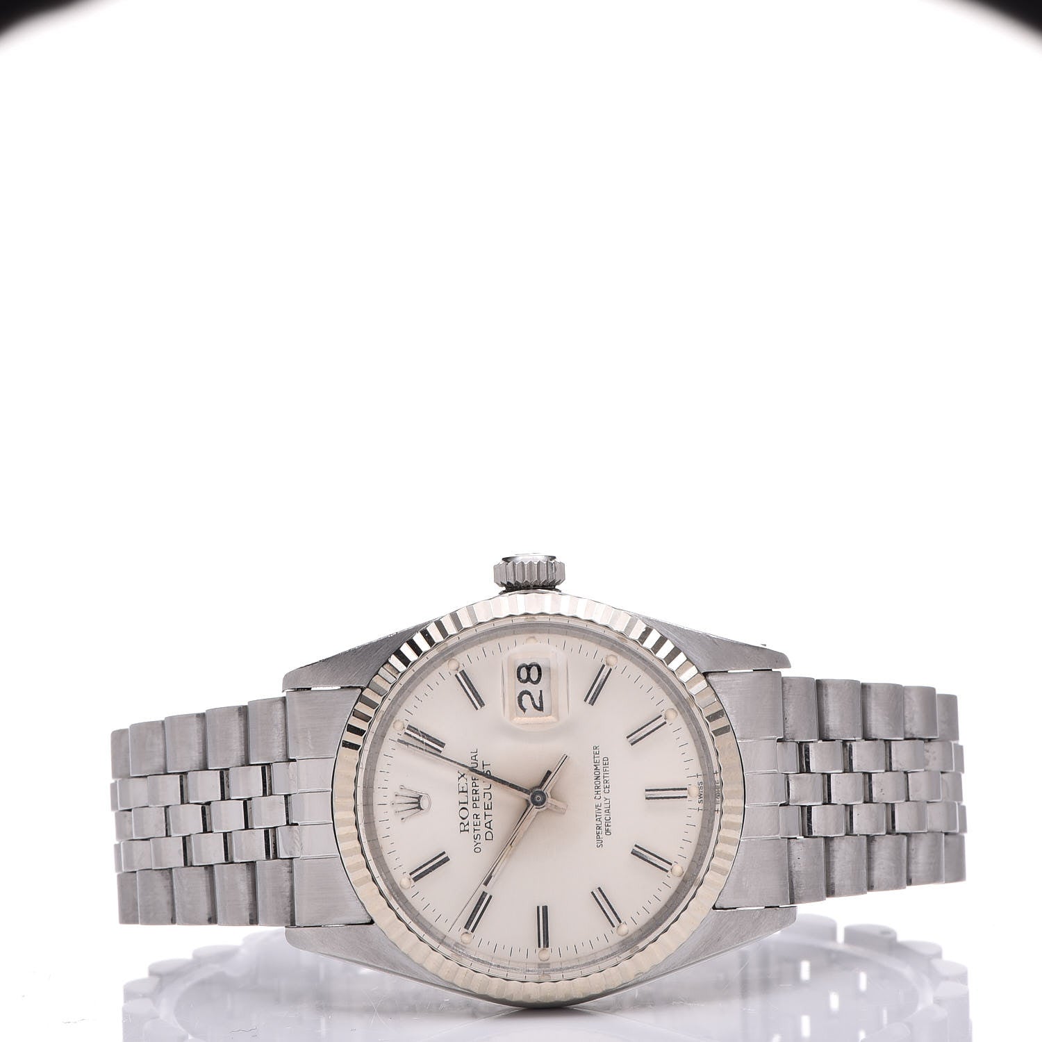 Rolex Stainless Steel 18K White Gold 36mm Oyster Perpetual Datejust Watch Silver 16234 3 of 7