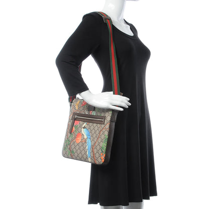 Gucci GG Supreme Monogram Tian Web Medium Flat Messenger Beige Multicolor New Acero 2 of 8
