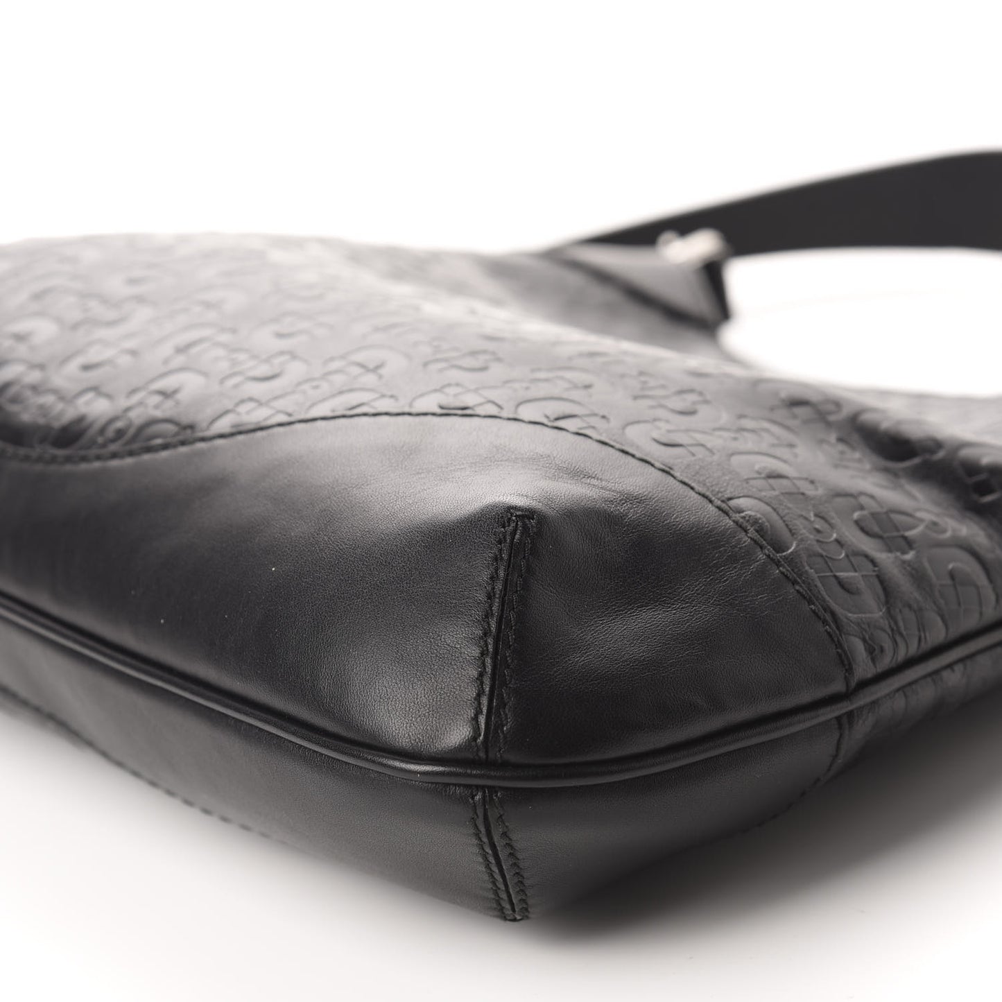 Calfskin Horsebit Embossed Hobo Black