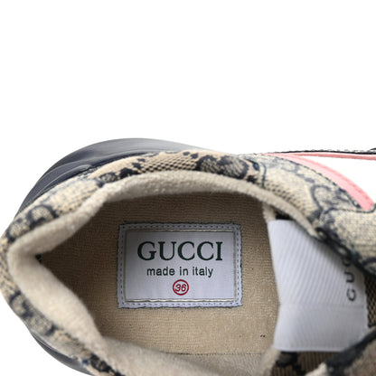 Gucci GG Supreme Monogram Mix Monogram Womens Rhyton Sneakers 36 Black Blue Wild Rose White Beige 8 of 8