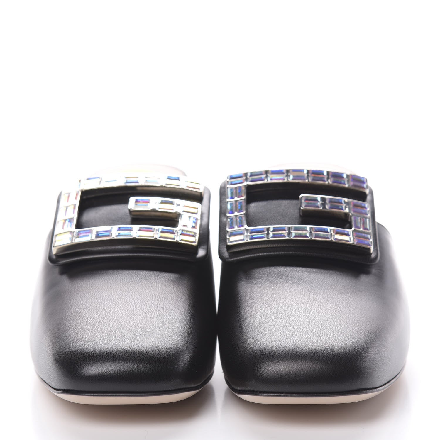 Gucci Malaga Kid Crystal Square G Madelyn Mules 37 Black 2 of 9