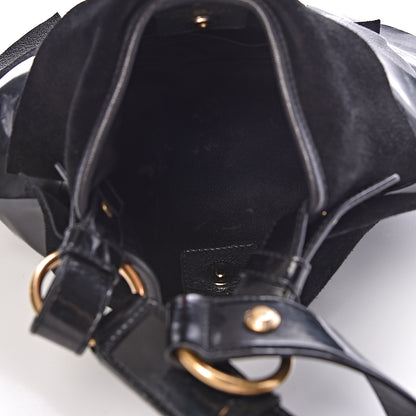 Saint Laurent Patent Chevre Suede Ruffle Small Saint Tropez Black 5 of 10