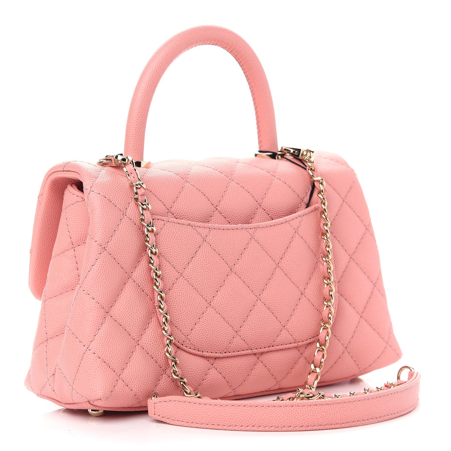 Caviar Quilted Mini Coco Handle Flap Pink