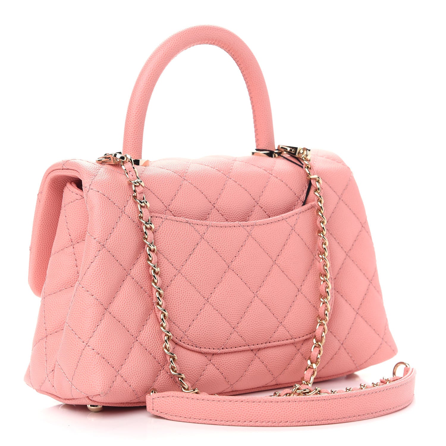 Chanel Caviar Quilted Mini Coco Handle Flap Pink 2 of 8