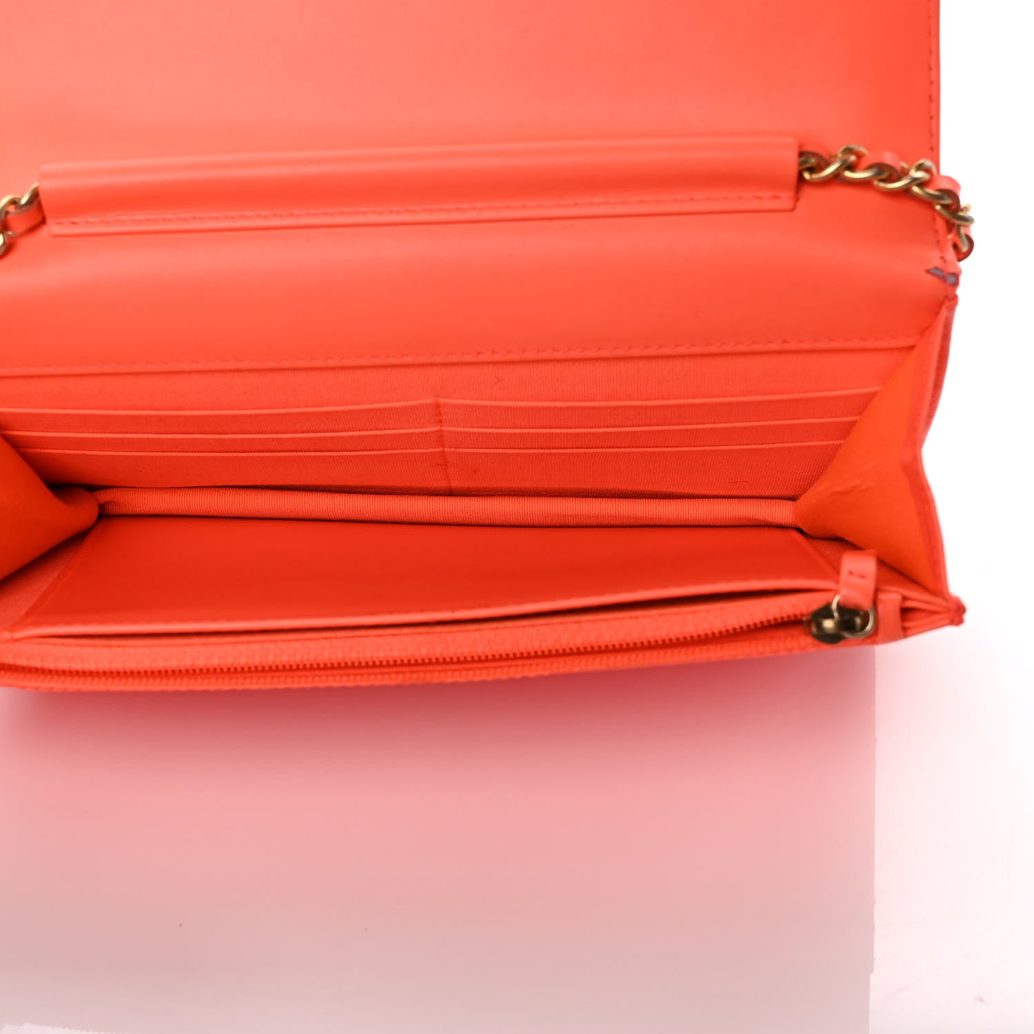 Chanel Patent Calfskin Quilted Boy Wallet On Chain WOC Orange 4 of 9