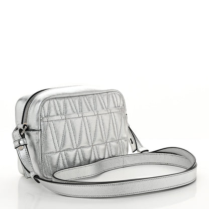 Versace Metallic Nappa Quilted Virtus Mini Camera Bag Silver 3 of 10