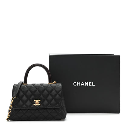 Chanel Caviar Lizard Embossed Quilted Mini Coco Handle Flap Black 9 of 9