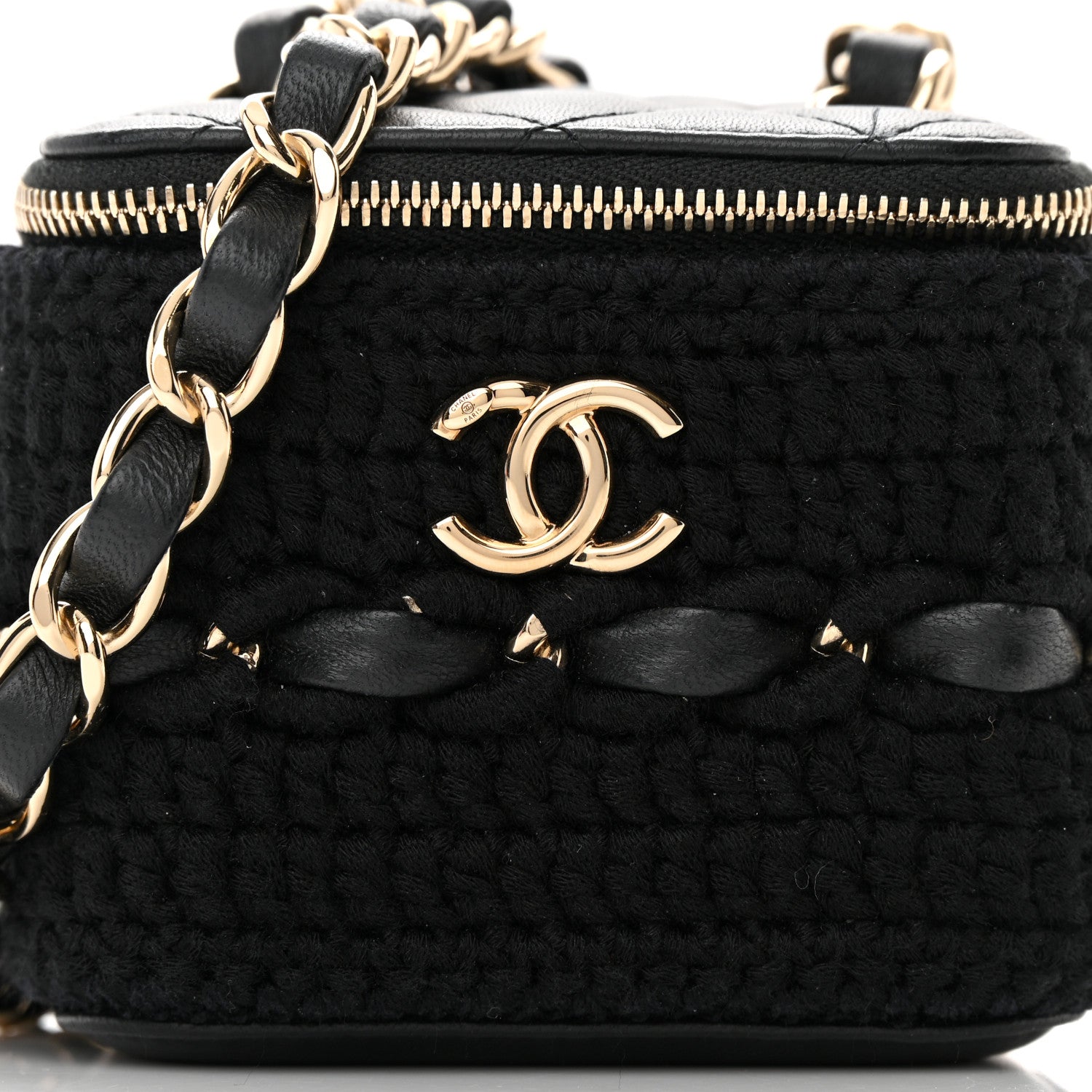 Chanel Lambskin Crochet Small Vanity Case With Chain Black 8 of 17