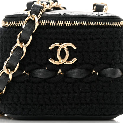 Chanel Lambskin Crochet Small Vanity Case With Chain Black 8 of 17