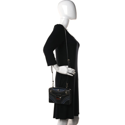 Prada Saffiano Studded Sound Bag Black Baltico 2 of 12
