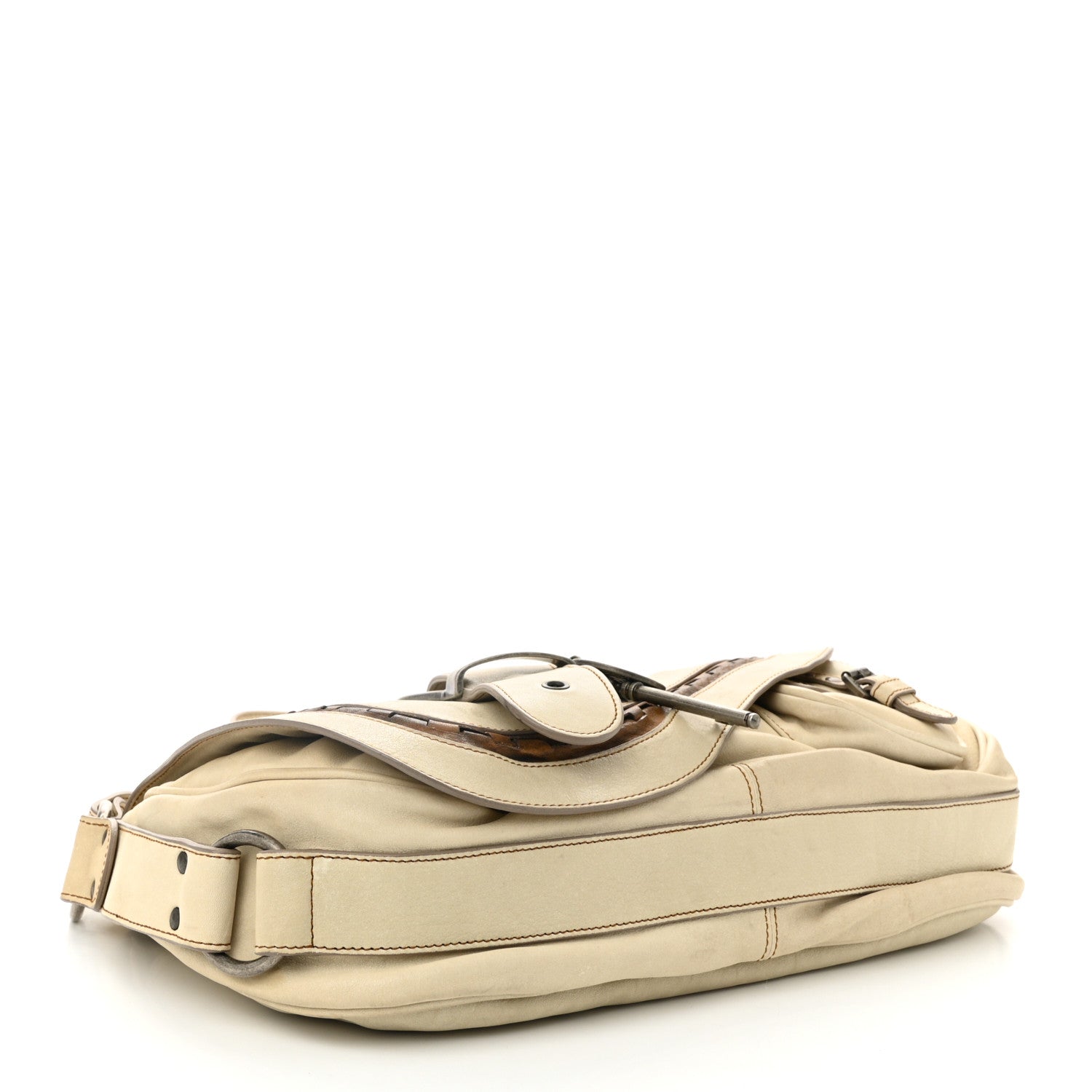 Christian Dior Calfskin Medium Gaucho Double Saddle Bag Ivory 4 of 11