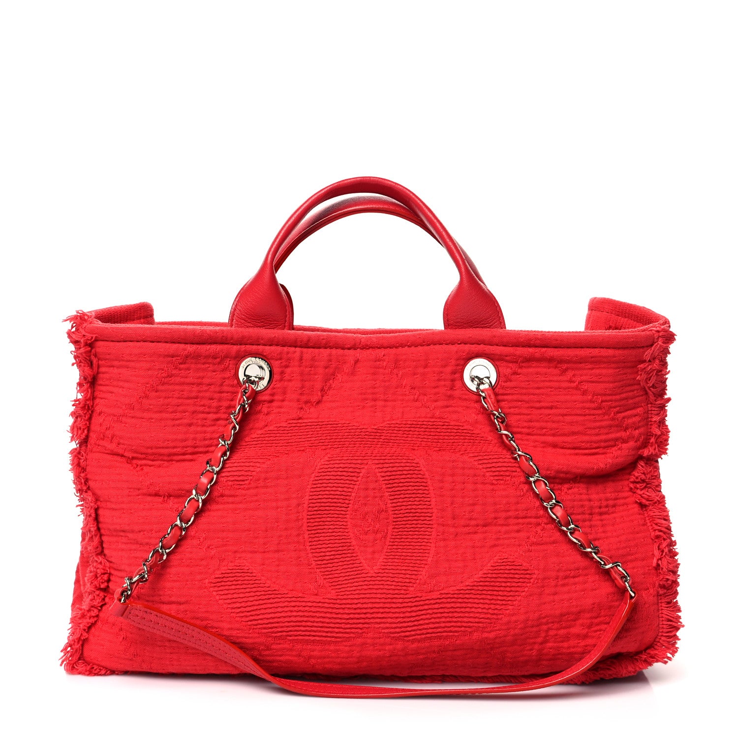 Chanel Canvas Large Double Face Shopping Tote Red 1 of 10