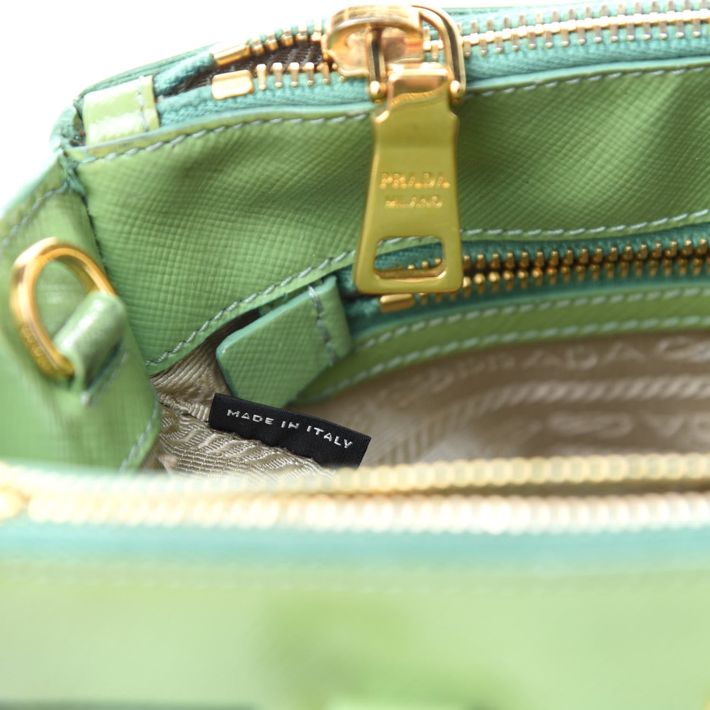 Saffiano Vernice Mini Galleria Double Zip Tote Green
