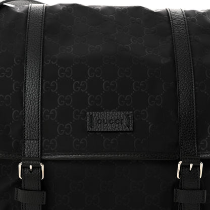 Gucci Nylon Monogram Double Buckle Flap Messenger Bag Black 8 of 10