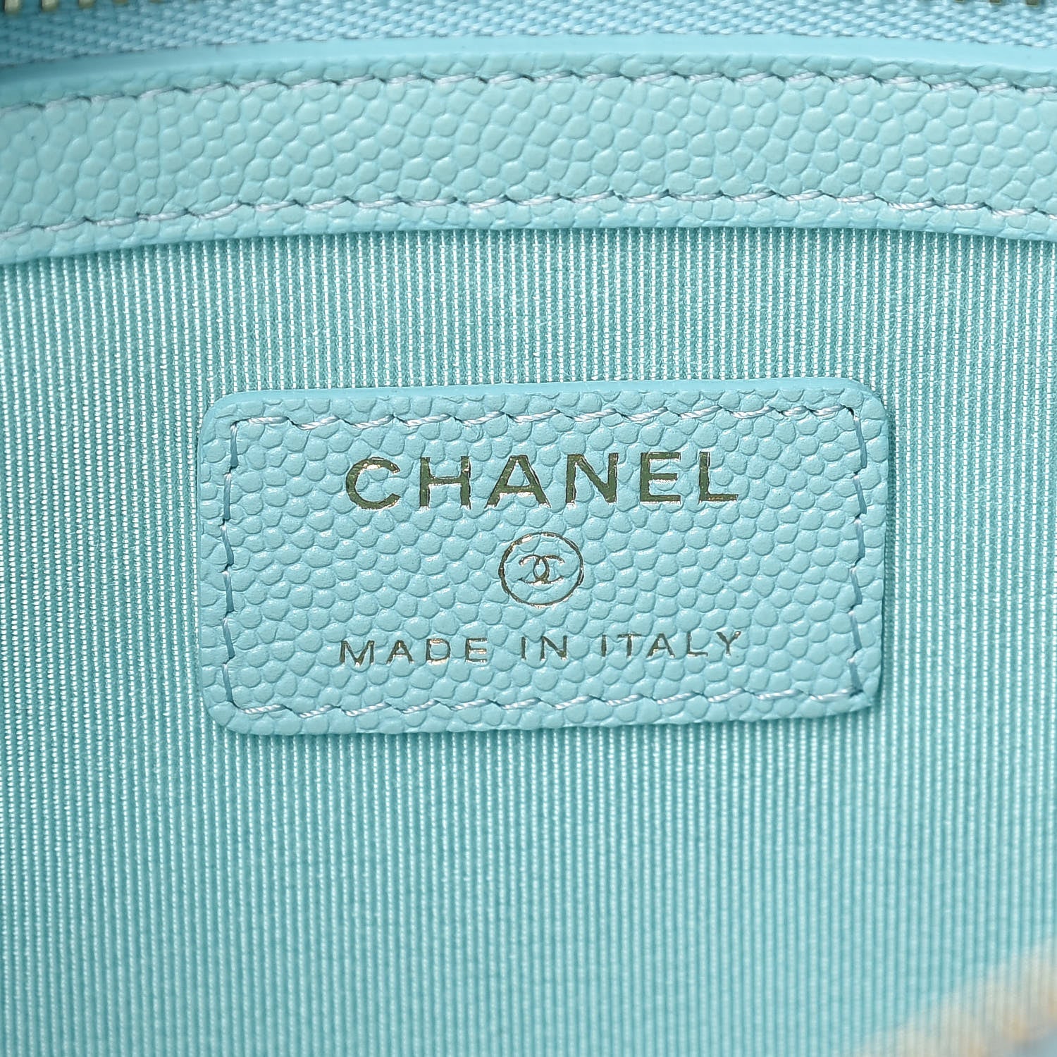 Chanel Caviar Quilted Medium Cosmetic Case Light Blue 6 of 8