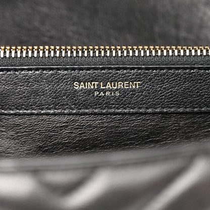 Saint Laurent Sheepskin Matelasse Chevron Monogram Large College Satchel Black 5 of 11