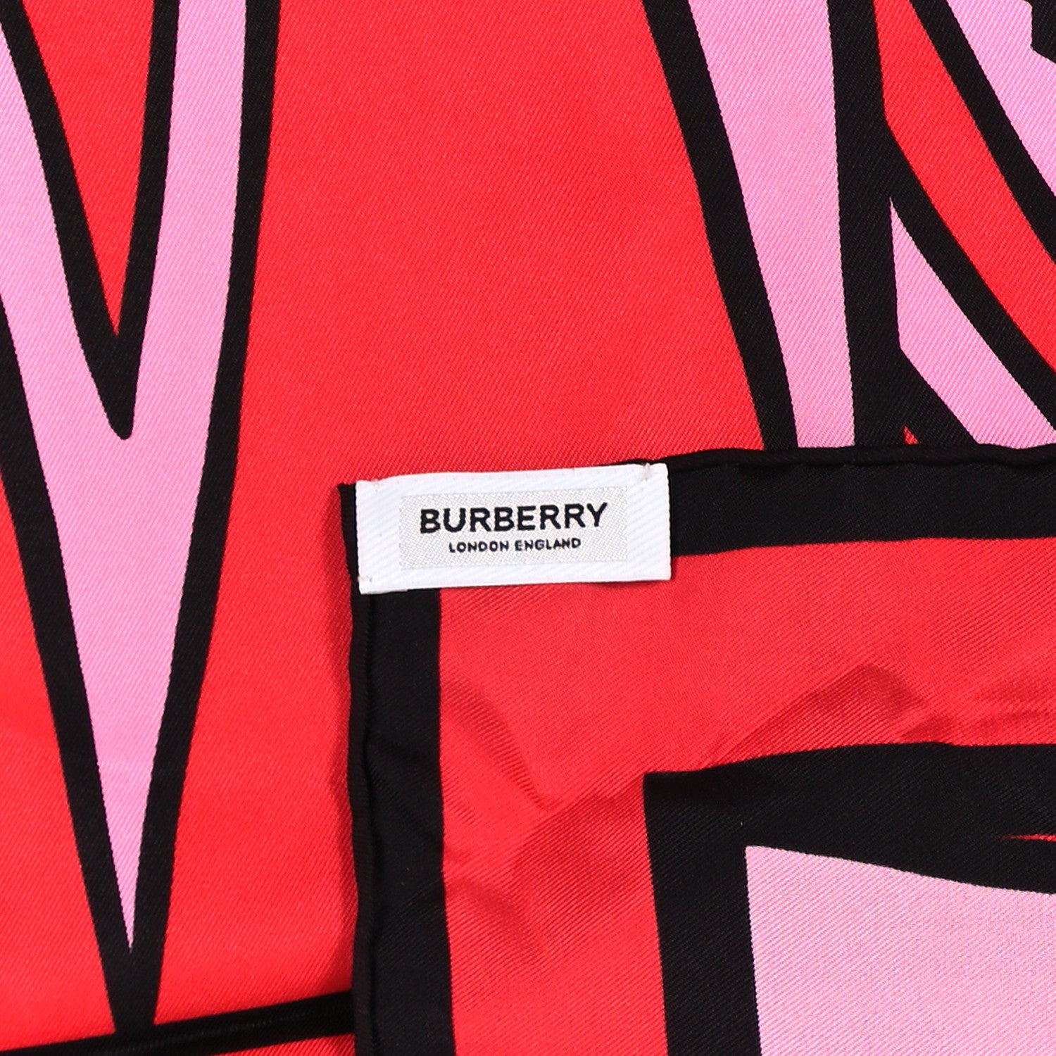 Burberry Silk Heart Crest Print Square Scarf Bright Red 3 of 3