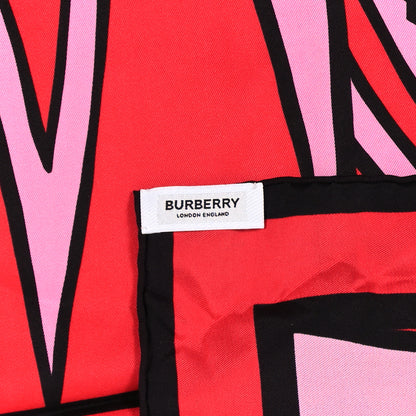 Burberry Silk Heart Crest Print Square Scarf Bright Red 3 of 3