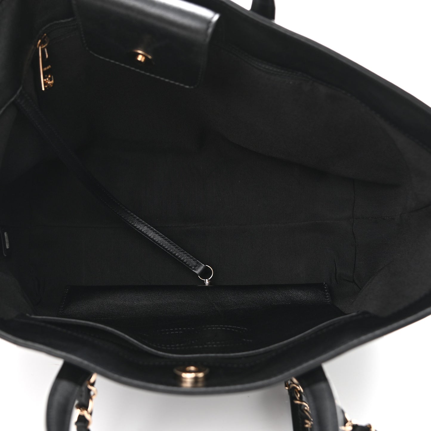Calfskin Stitched Shopping Tote Black