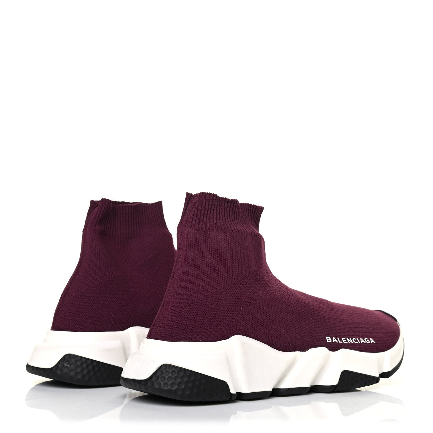 Balenciaga Neoprene Knit Womens Speed Sneakers 38 Prune White 3 of 4