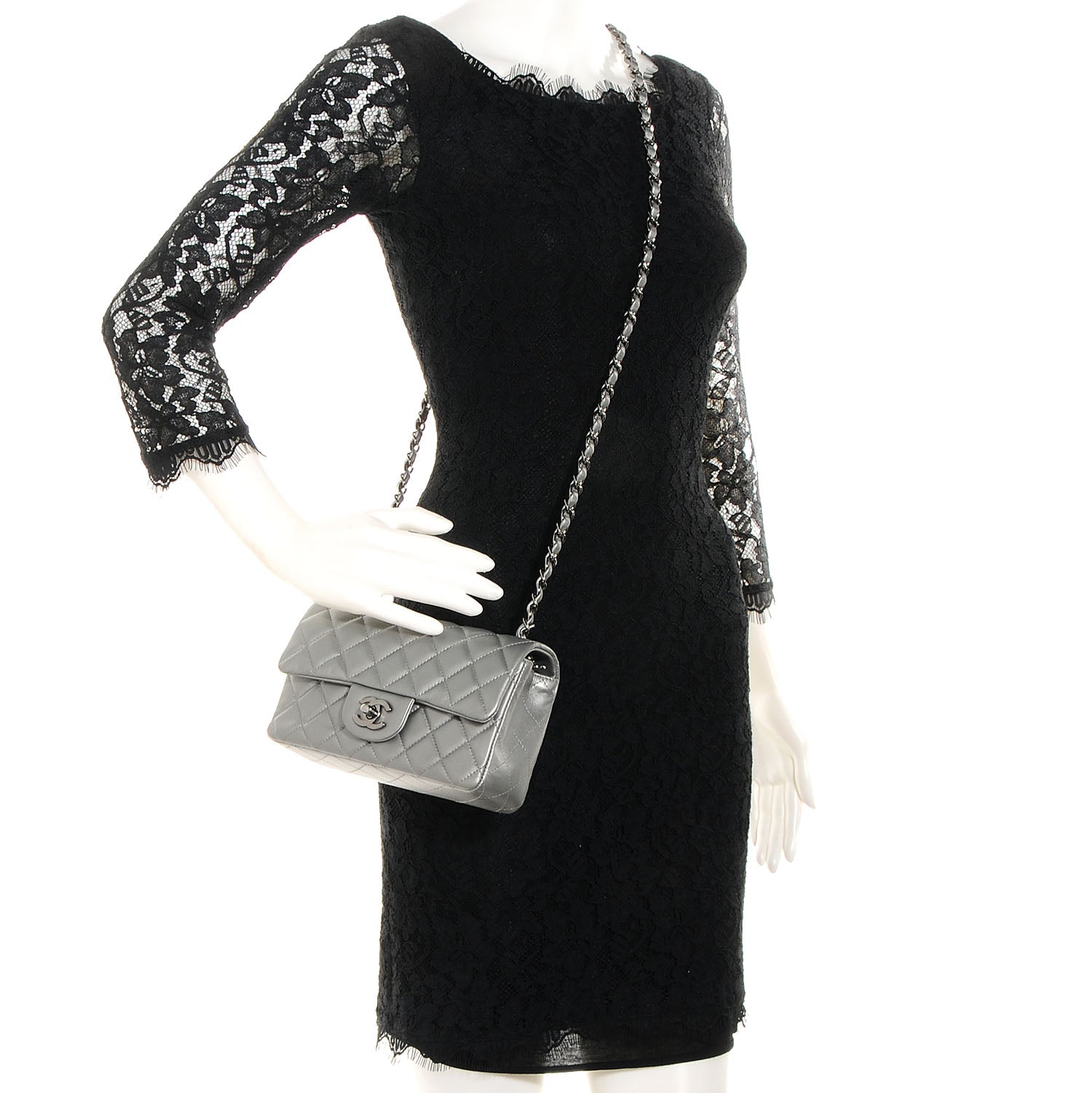 Chanel Lambskin Quilted Mini Flap Silver 2 of 9