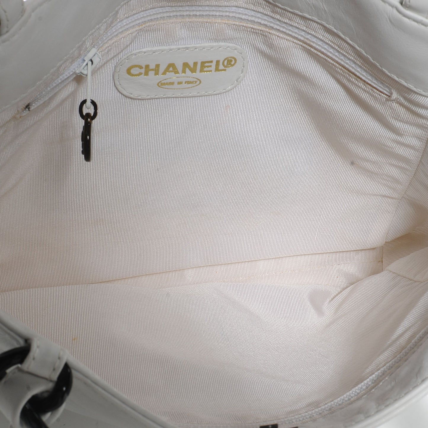 Lambskin Chain CC Small Tote White