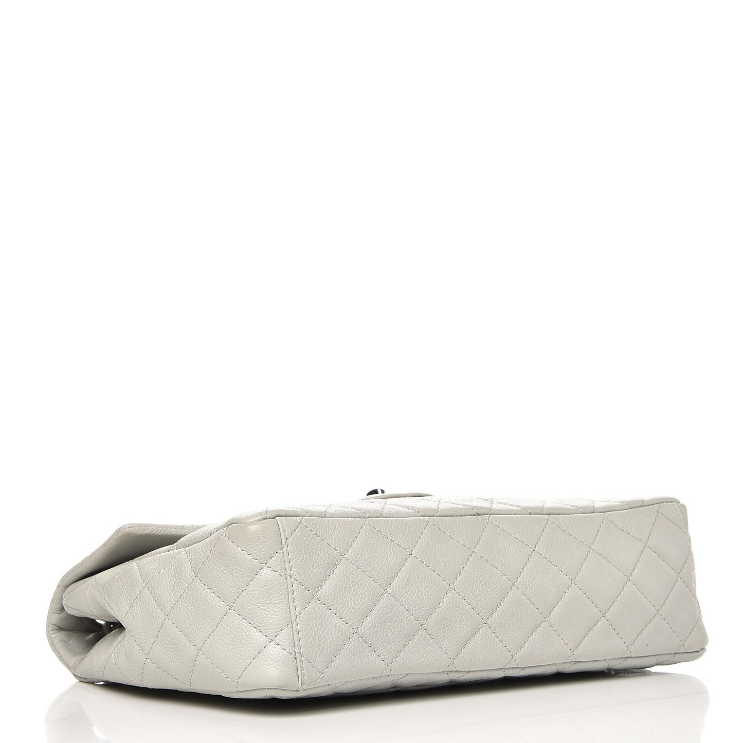 Caviar Quilted Maxi Single Flap Light Grey