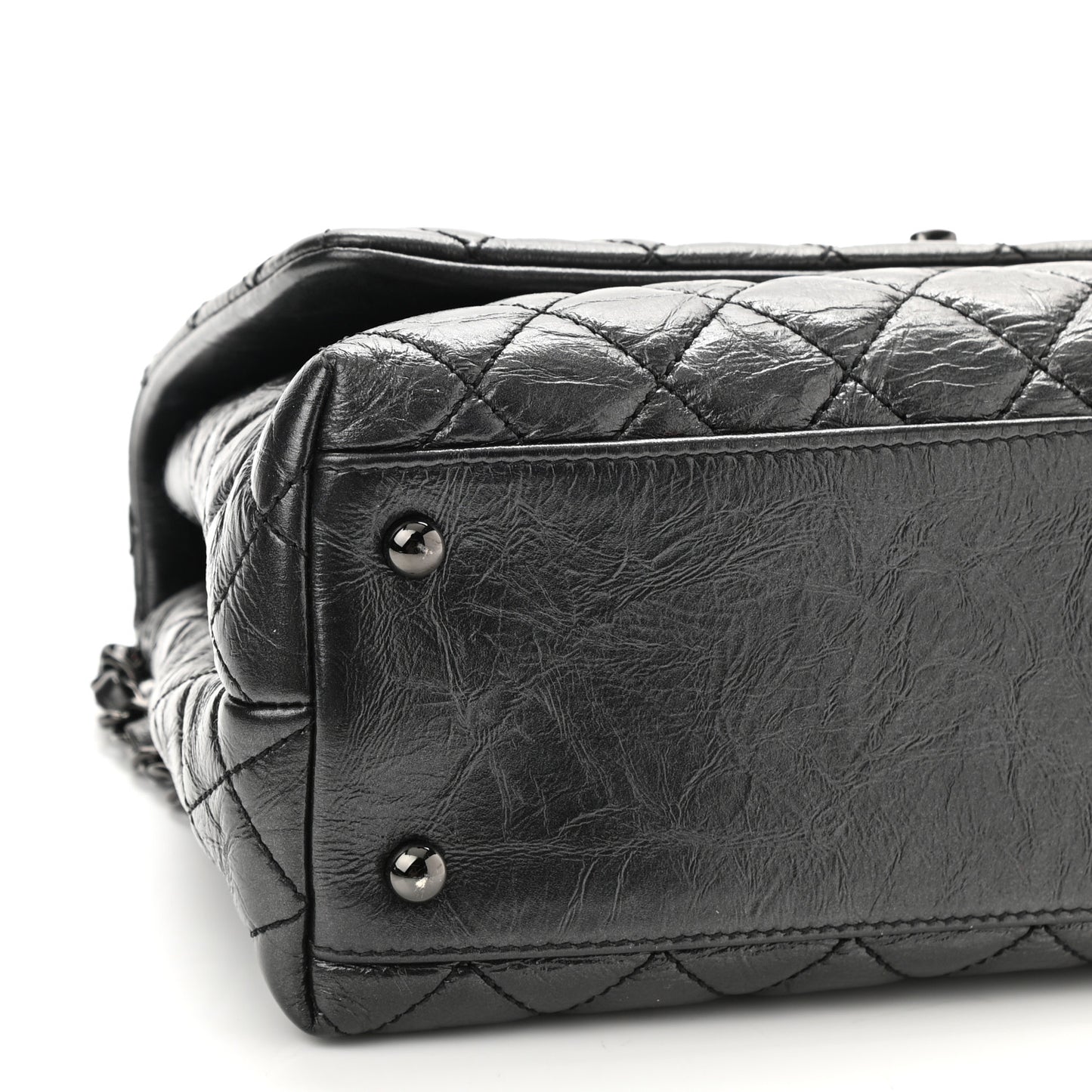 Aged Calfskin Quilted Small Coco Handle Flap So Black