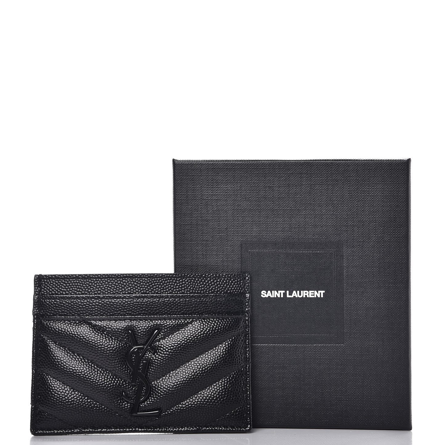 Grain De Poudre Matelasse Chevron Monogram Credit Card Case Black