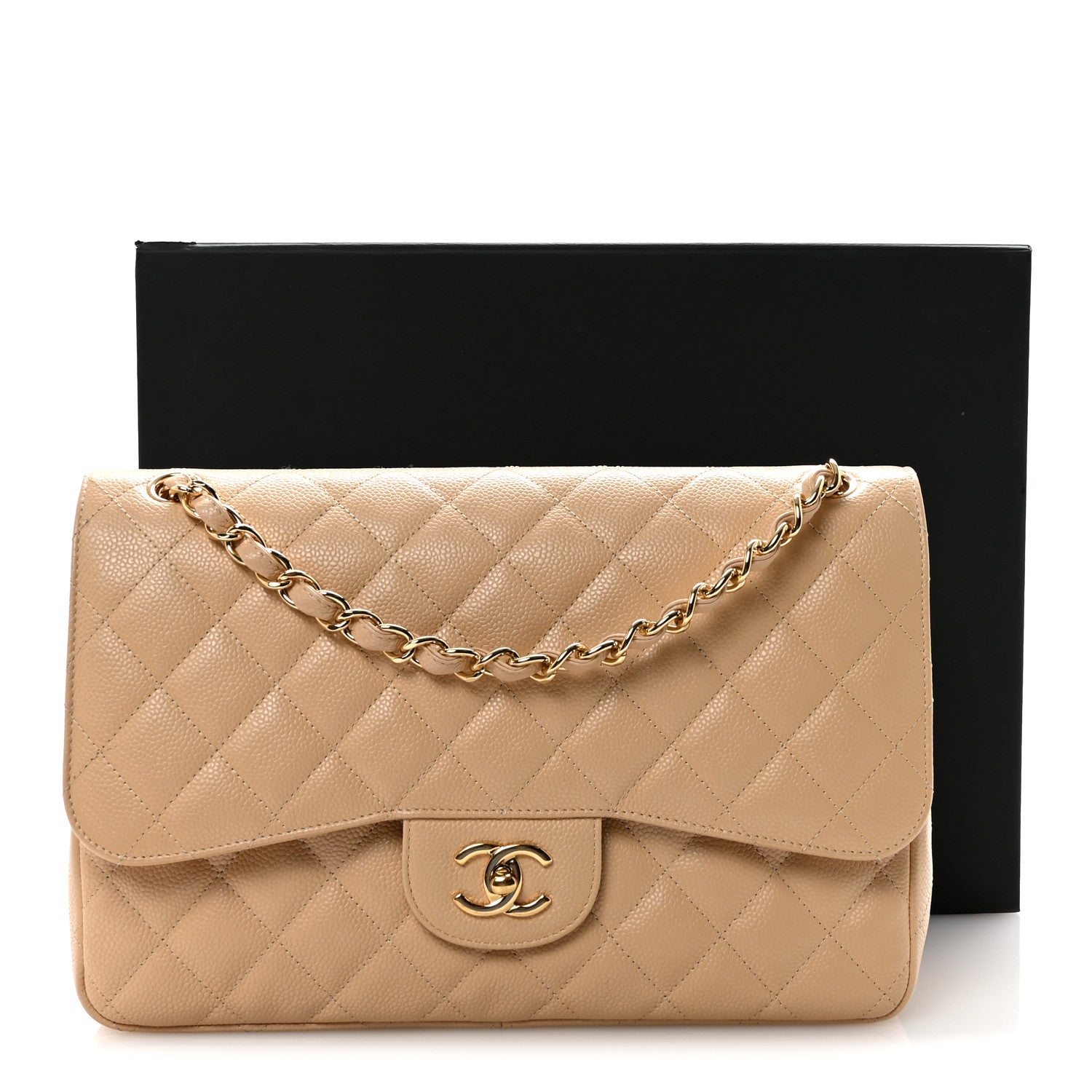 Chanel Caviar Quilted Jumbo Double Flap Light Beige 11 of 11