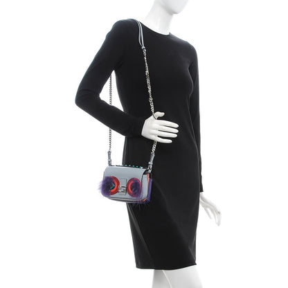 Fendi Vitello Dolce Elaphe Ayers Fox Hypnoteyes Studded Micro Double Baguette Polvere Viola Multicolor 3 of 11