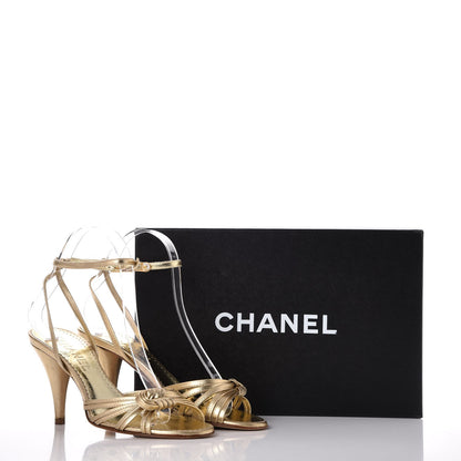 Chanel Metallic Lambskin Strappy Sandals 36 Light Gold 16 of 16
