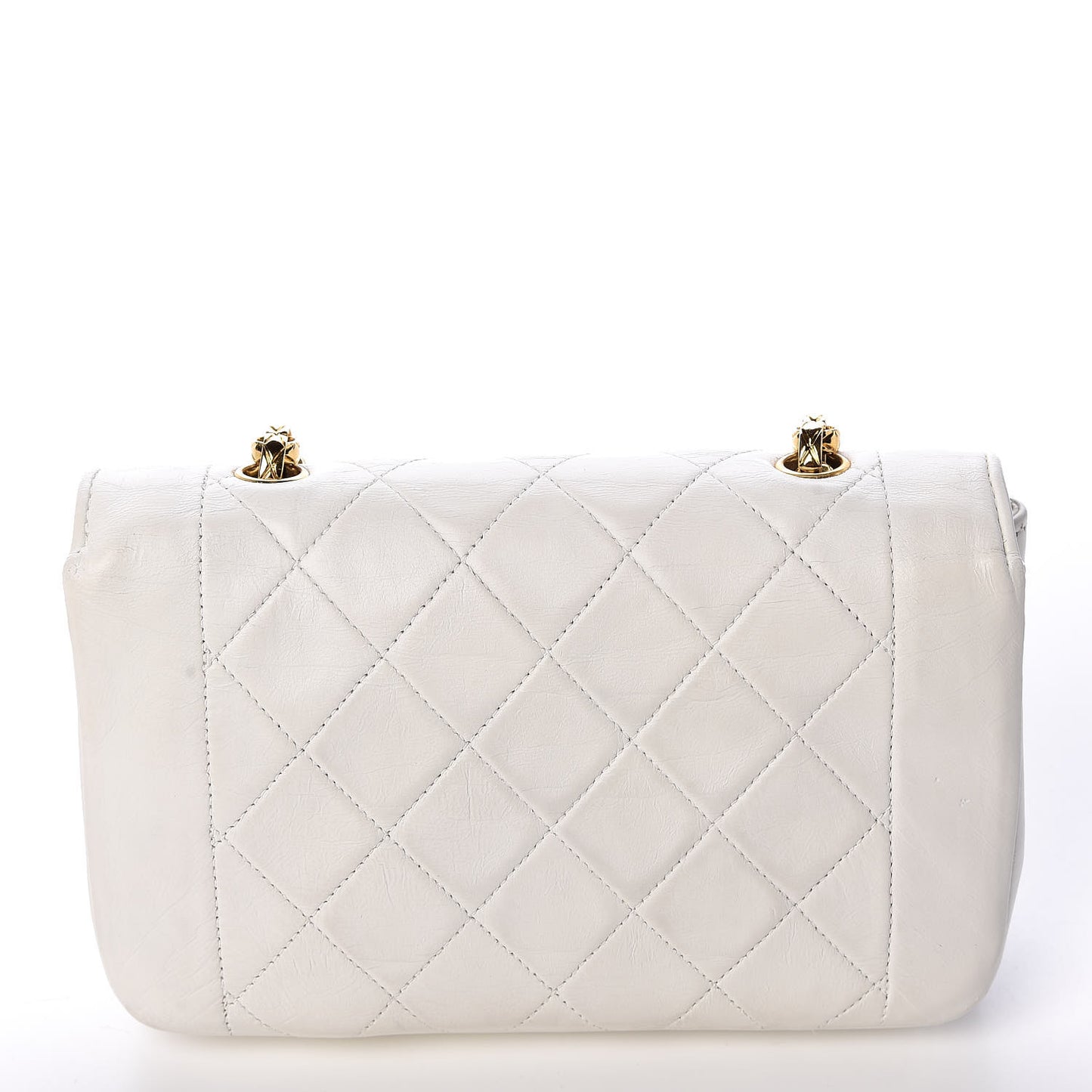 Lambskin Quilted Small Single Flap White