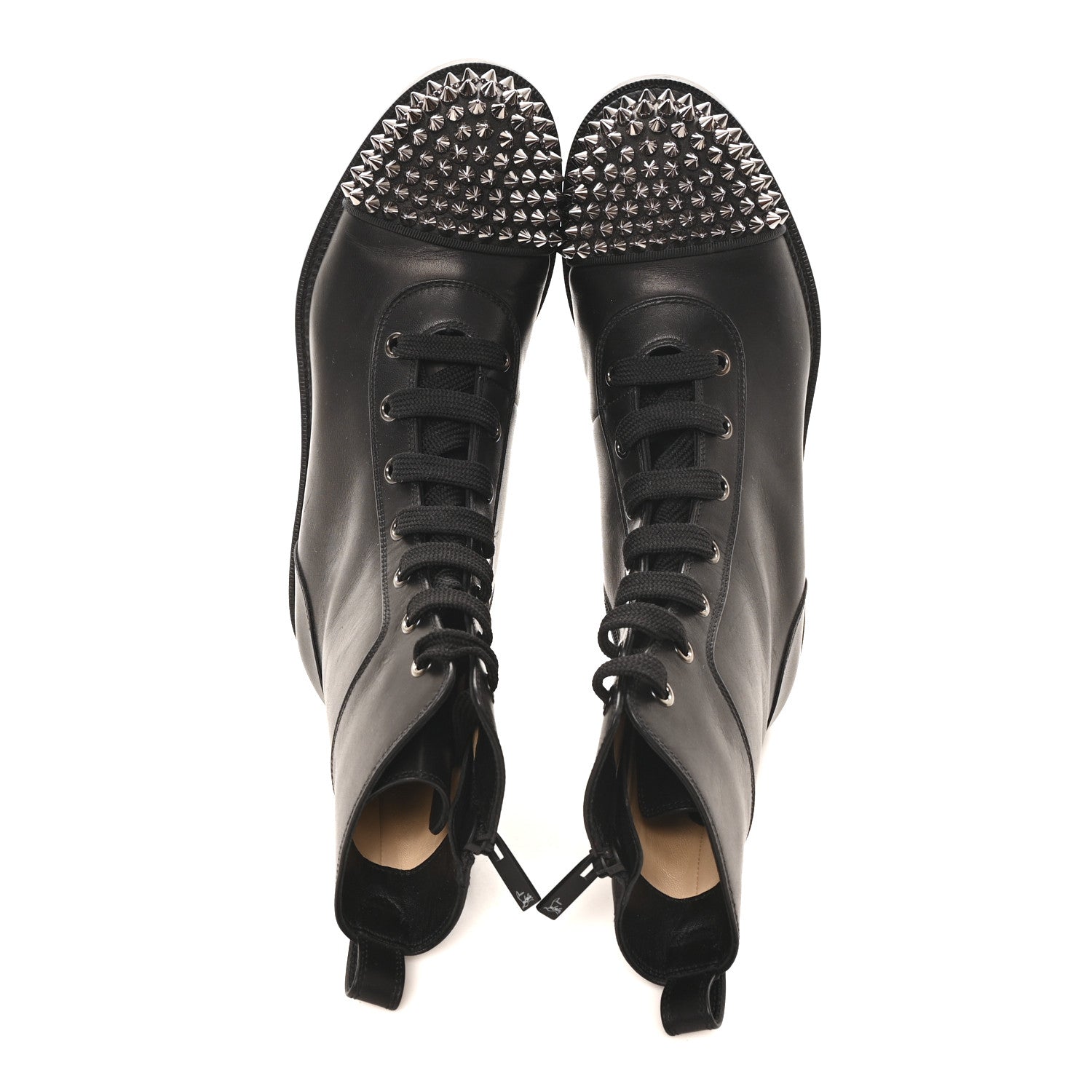 Christian Louboutin Calfskin Spikes TS Croc Flat Boots 35.5 Black 2 of 8