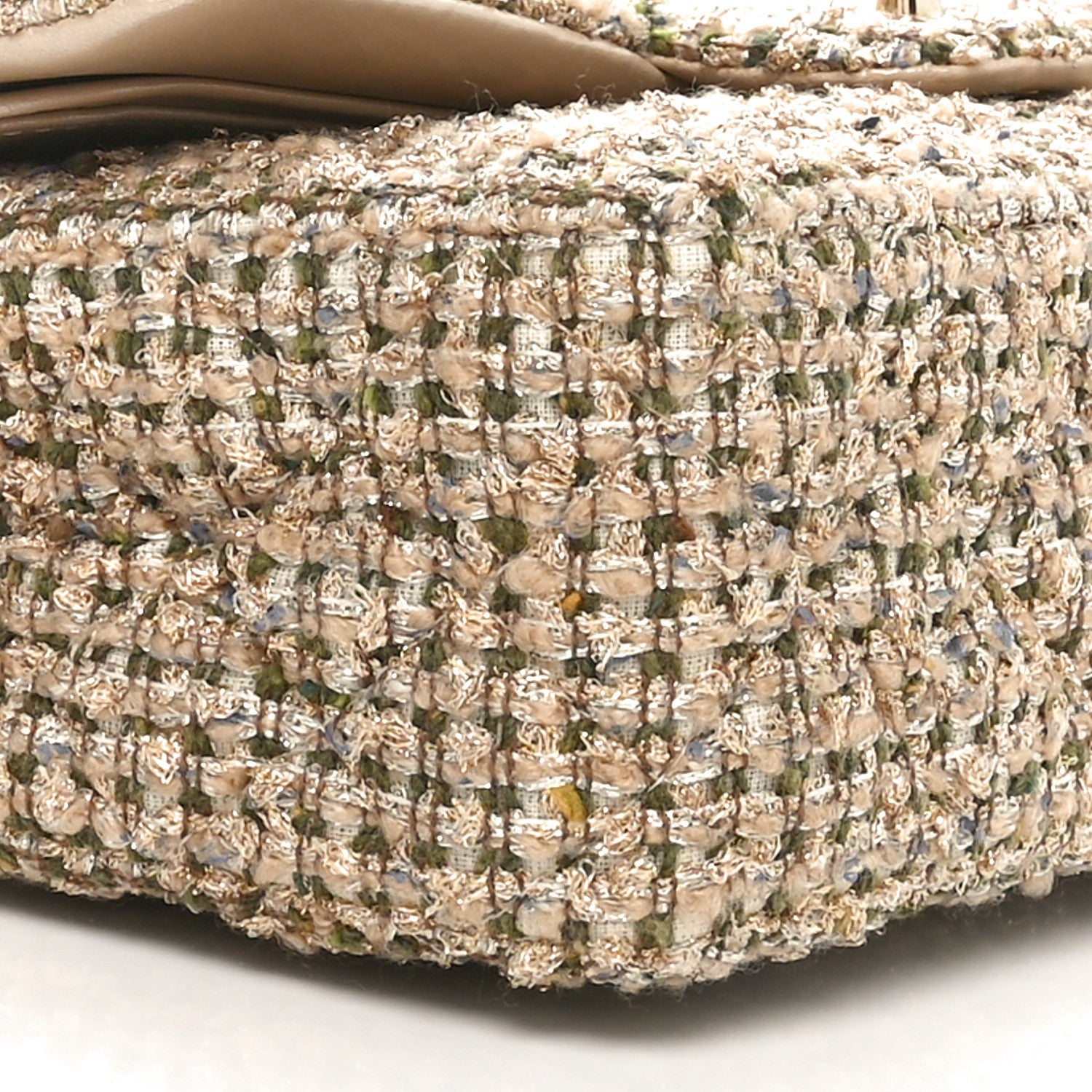 Chanel Tweed Quilted Medium Double Flap Beige Gold Multicolor 9 of 11