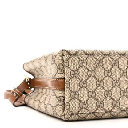 Gucci GG Supreme Monogram Emblem Small Shoulder Bag Beige Ebony Sundial 8 of 9