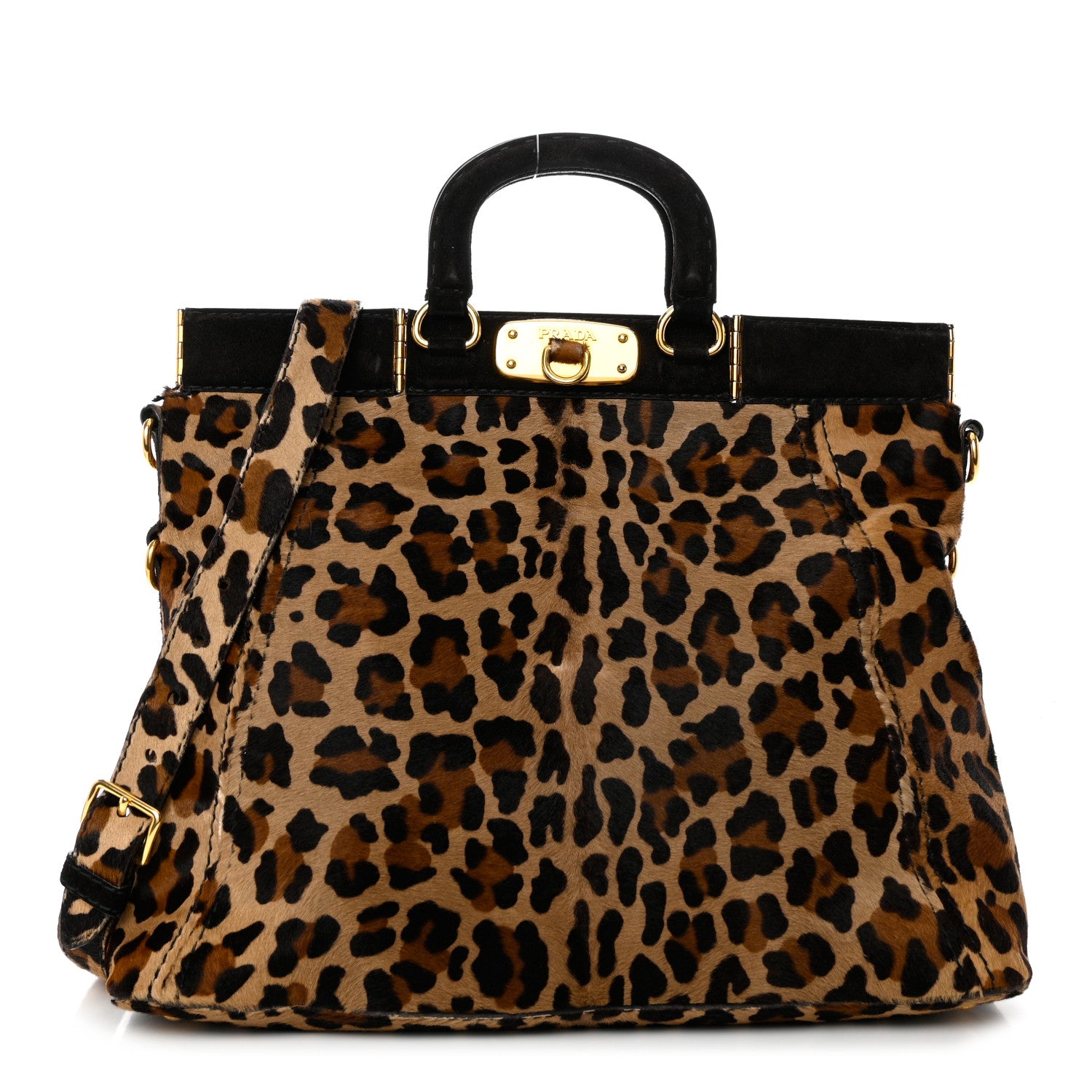 Prada Cavallino Leopard Print Tote Sabbia Moro 1 of 14