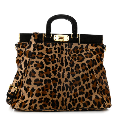Prada Cavallino Leopard Print Tote Sabbia Moro 1 of 14