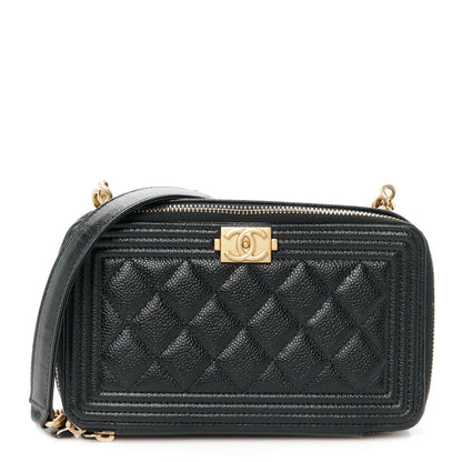 Chanel Caviar Quilted Small Boy Clutch With Chain Black 1 of 10