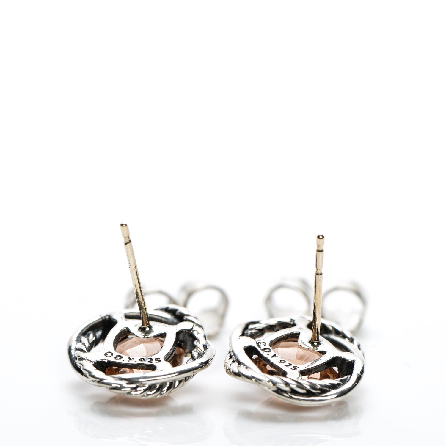 David Yurman Sterling Silver Morganite 7mm Infinity Earrings 4 of 5