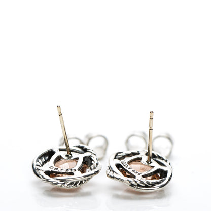 David Yurman Sterling Silver Morganite 7mm Infinity Earrings 4 of 5